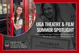 Girl poking head out of British Phone Booth