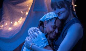 Two women hugging